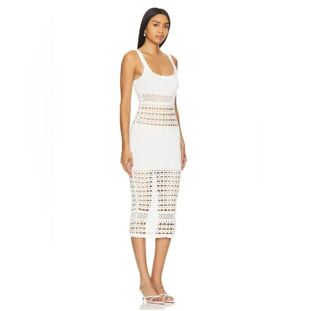 NWT RETROFÊTE AVRIL KNIT CROCHET DRESS in white - Picture 9 of 13